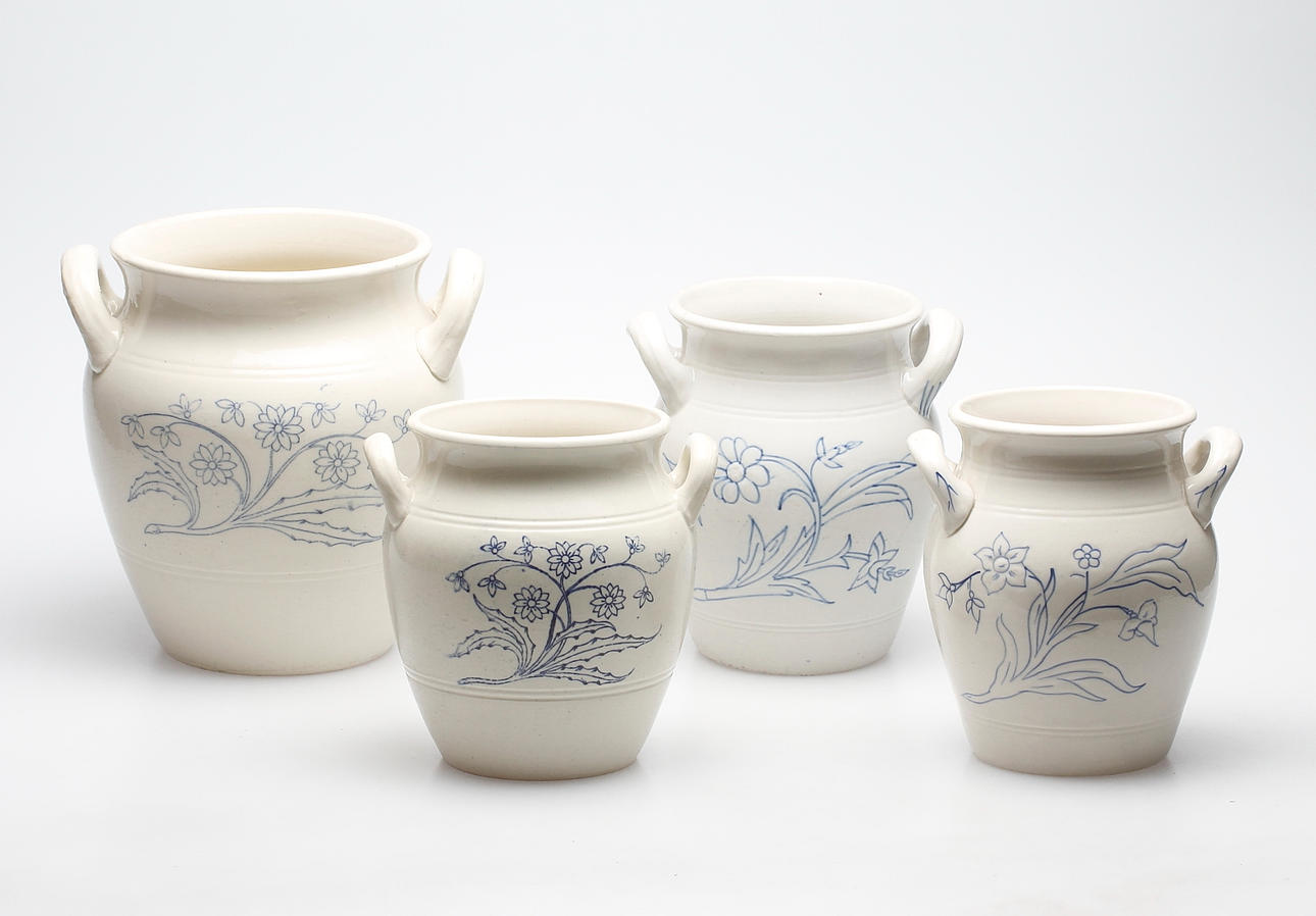 KRUKOR, 4 st, stenmassa, Gustafsberg och Rörstrand.