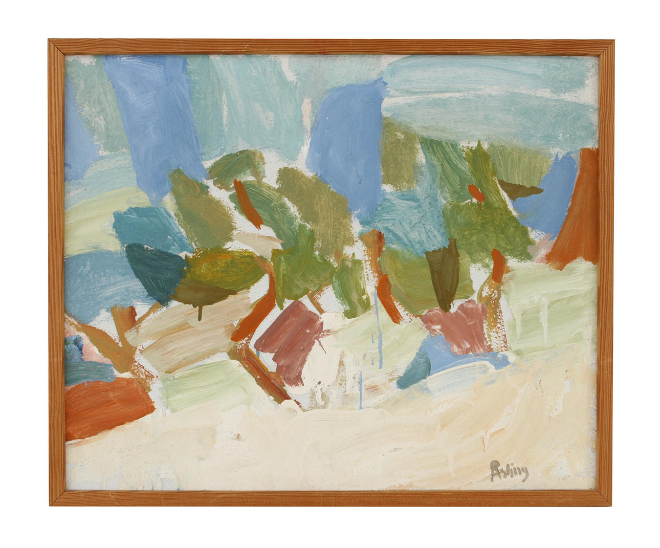 LENNART ÅSLING. Komposition. Olja på pannå, signerad.