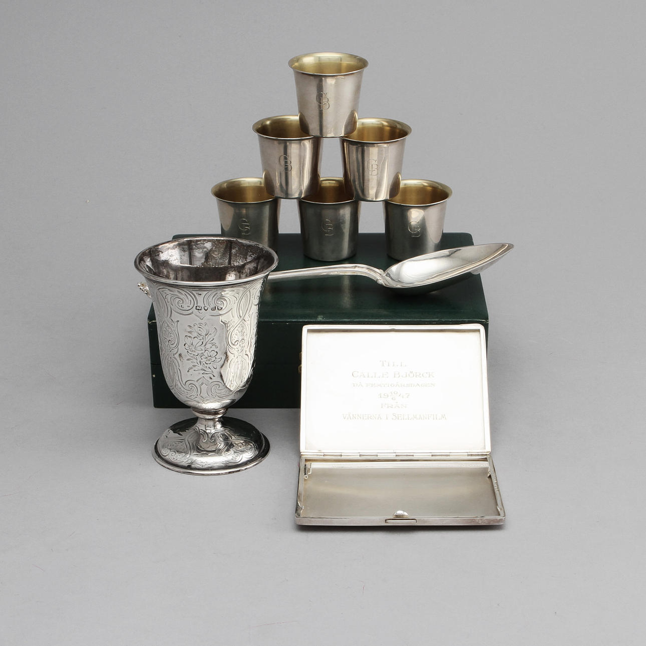 SILVER, 9 delar, totalvikt ca 500 gram.