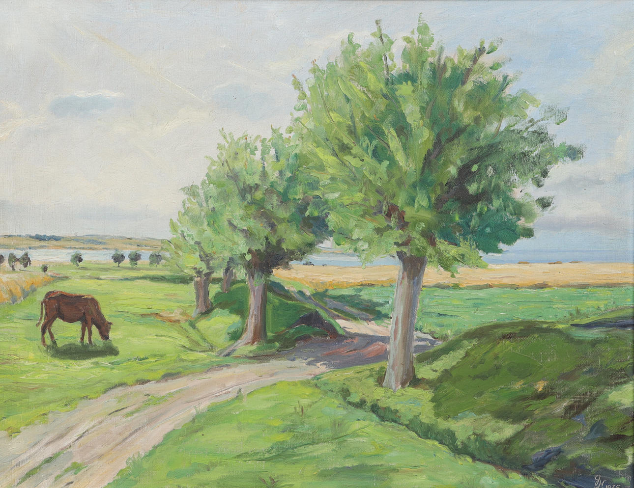 GUNNAR HAMMERICH (DANMARK, 1893-1977). Landskab med ko.