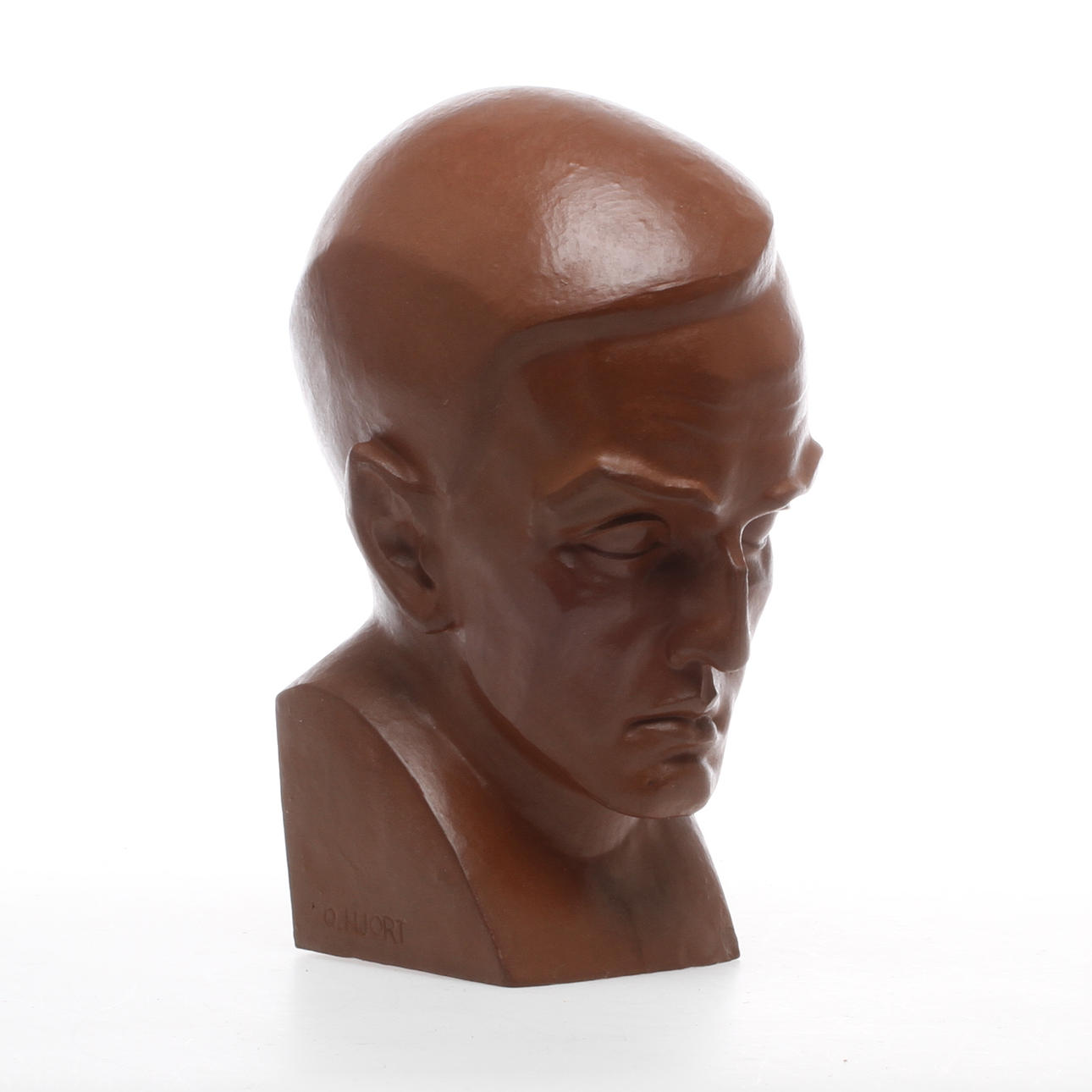 OLOF HJORT. Byst föreställande Dan Andersson, keramik, signerad och numrerad 13/20.