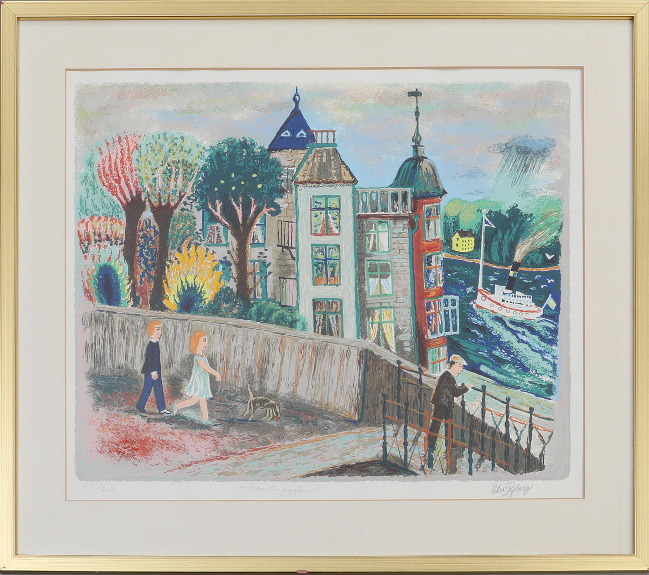 ELIS RYDBERG. LITHOGRAPHY, "Bastugatan" signed numbered 175/360.