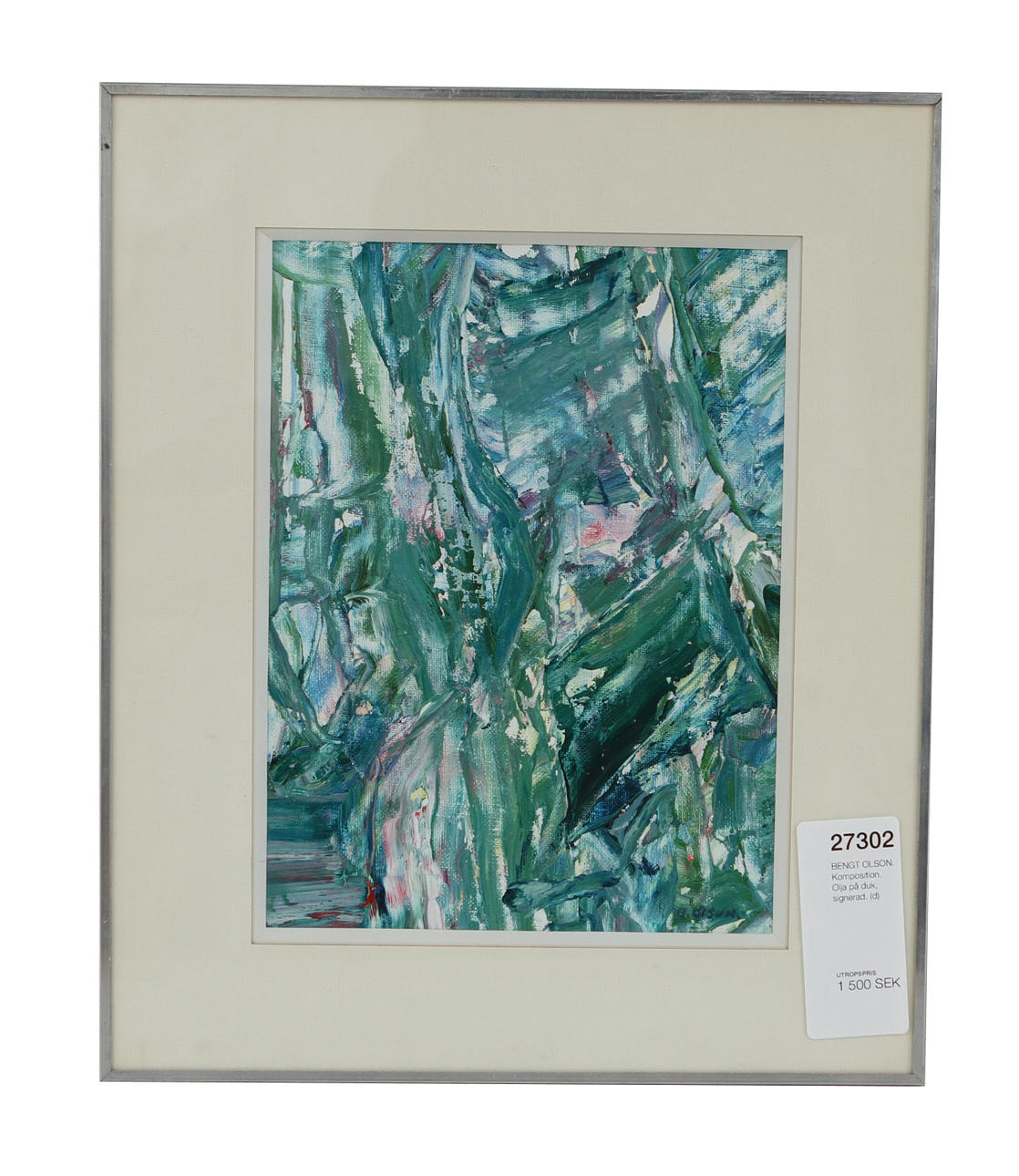 BENGT OLSON. Komposition. Olja på duk, signerad.