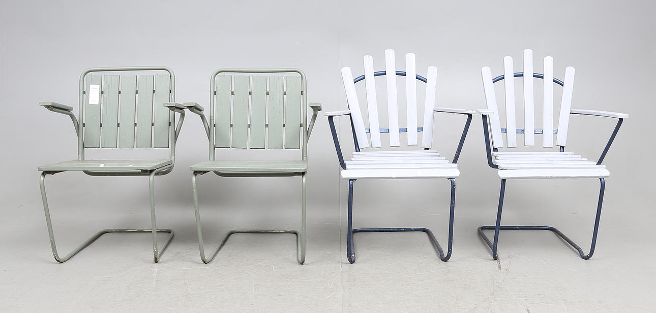 TRÄDGÅRDSTOLAR, 2 +2 st. Grythyttanstil. 1900-tal.