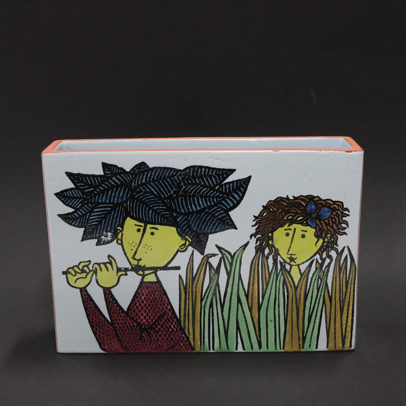 STIG LINDBERG. GUSTAVSBERG, VASE, "CARNIVAL", FAIENCE, POLYCHROME DECOR.