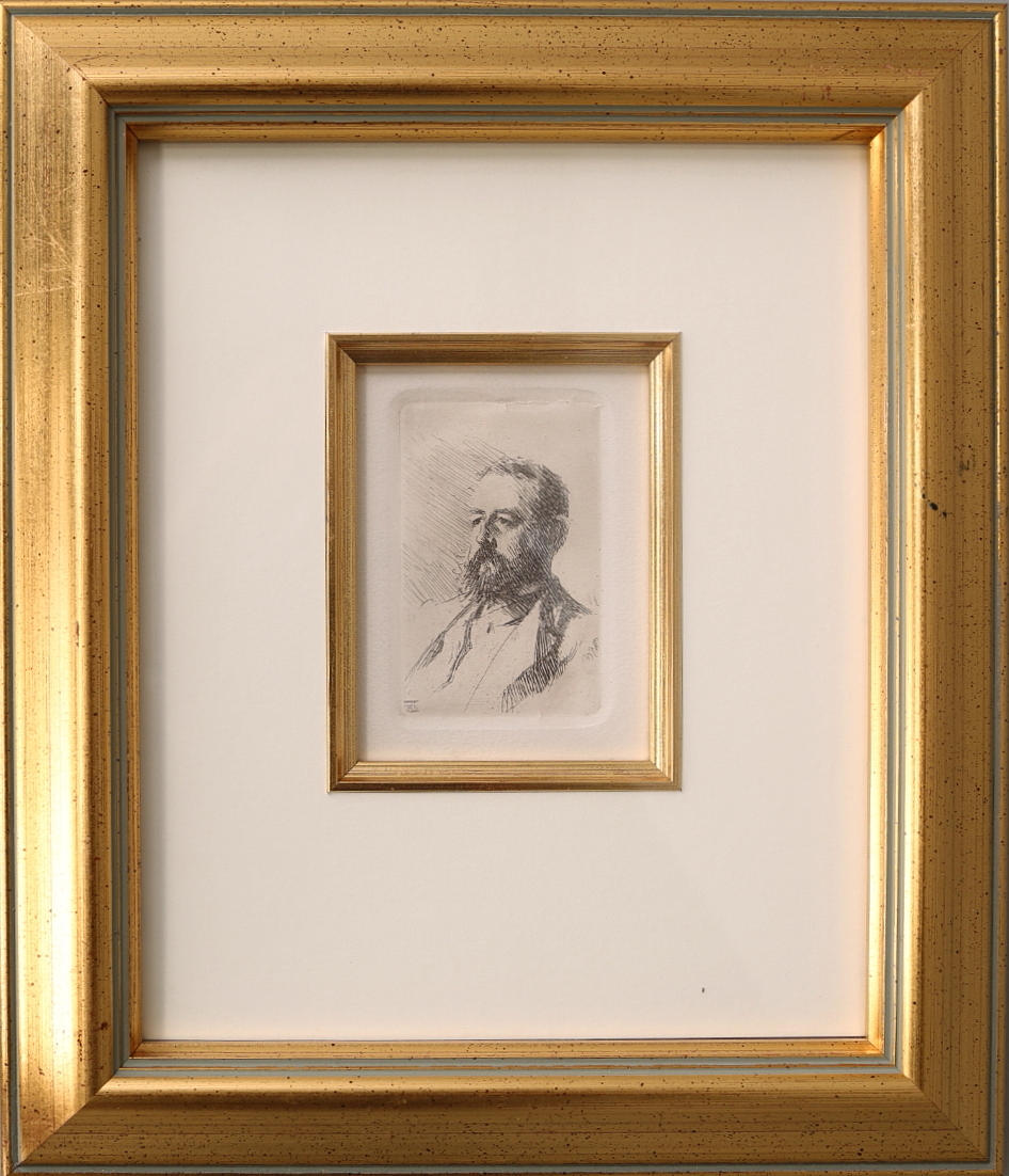 ANDERS ZORN. Etsning, Carl Snoilsky, signerad i plåten.