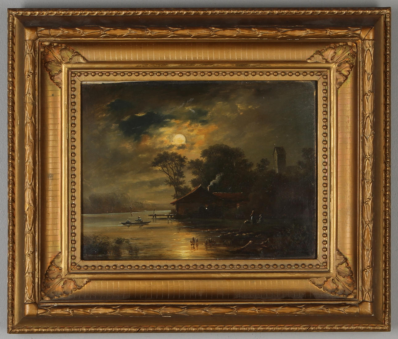 AUGUST EDUARD SCHLIECKER. TILLSKRIVEN. Månskenslandskap, olja på pannå, osignerad.