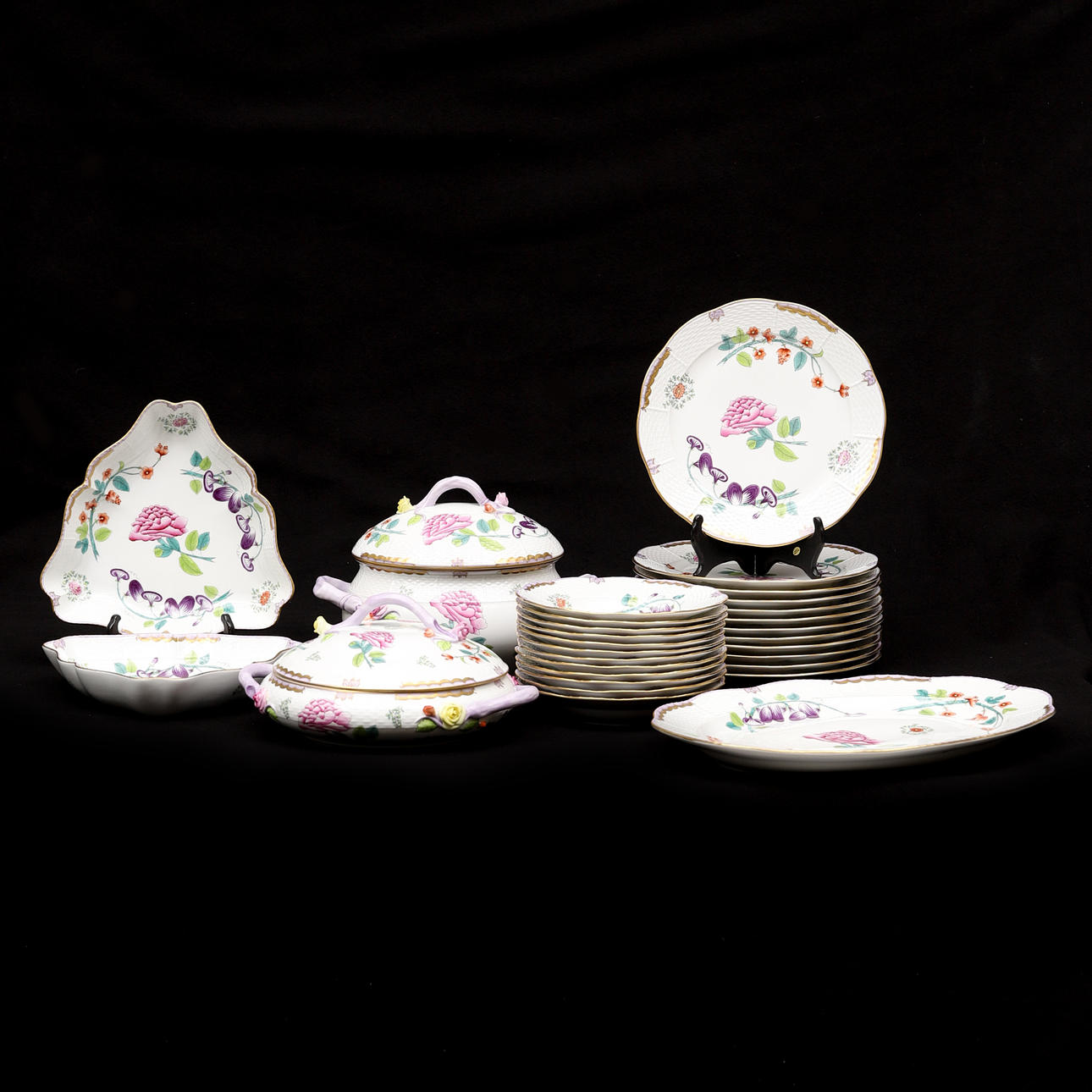 SPISESÆT, 29 stk., "Windsor blomster", Herend.