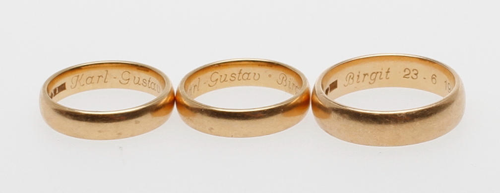 RINGAR, 3 st, 18k, 22,4 gram.