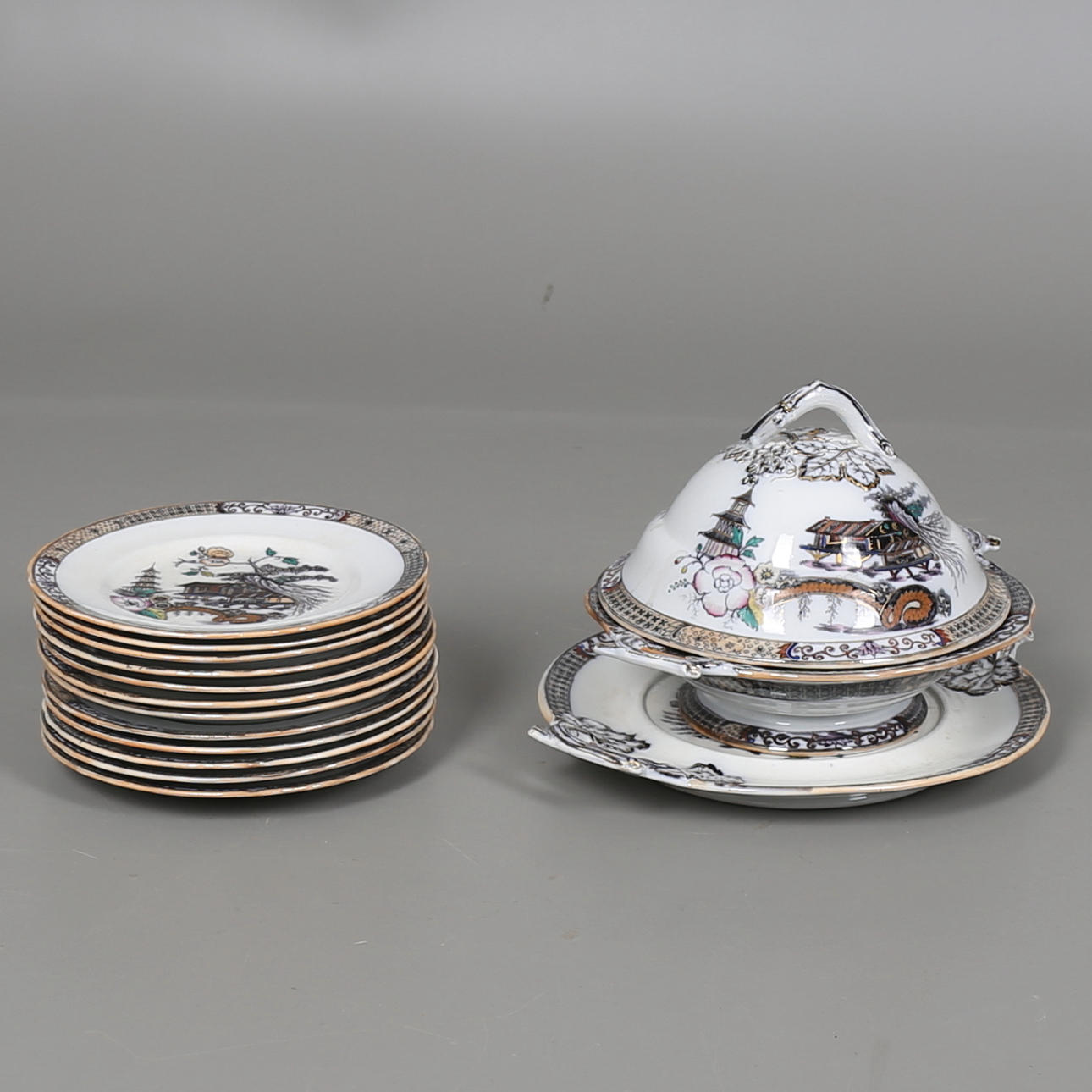 SERVISDELAR, 15 st, porslin, Japan, Rörstrand.