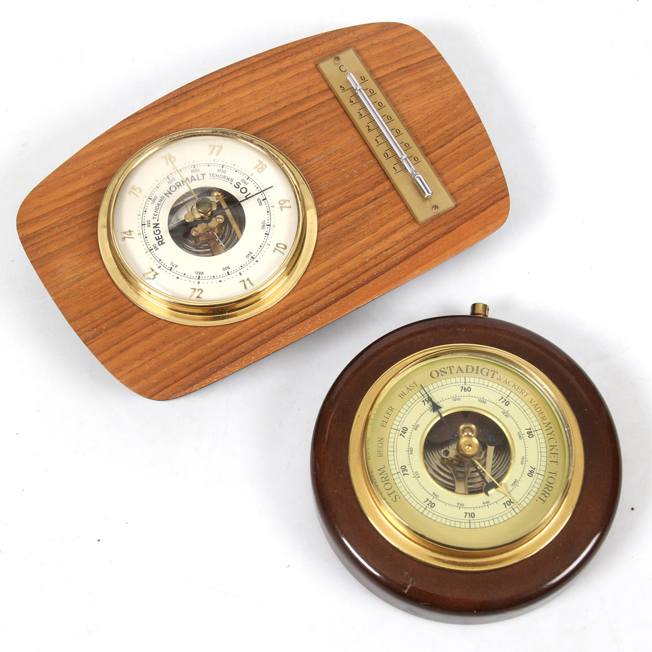 BAROMETER, 2 pcs., wood and brass, 1900s. Miscellaneous - Miscellaneous ...