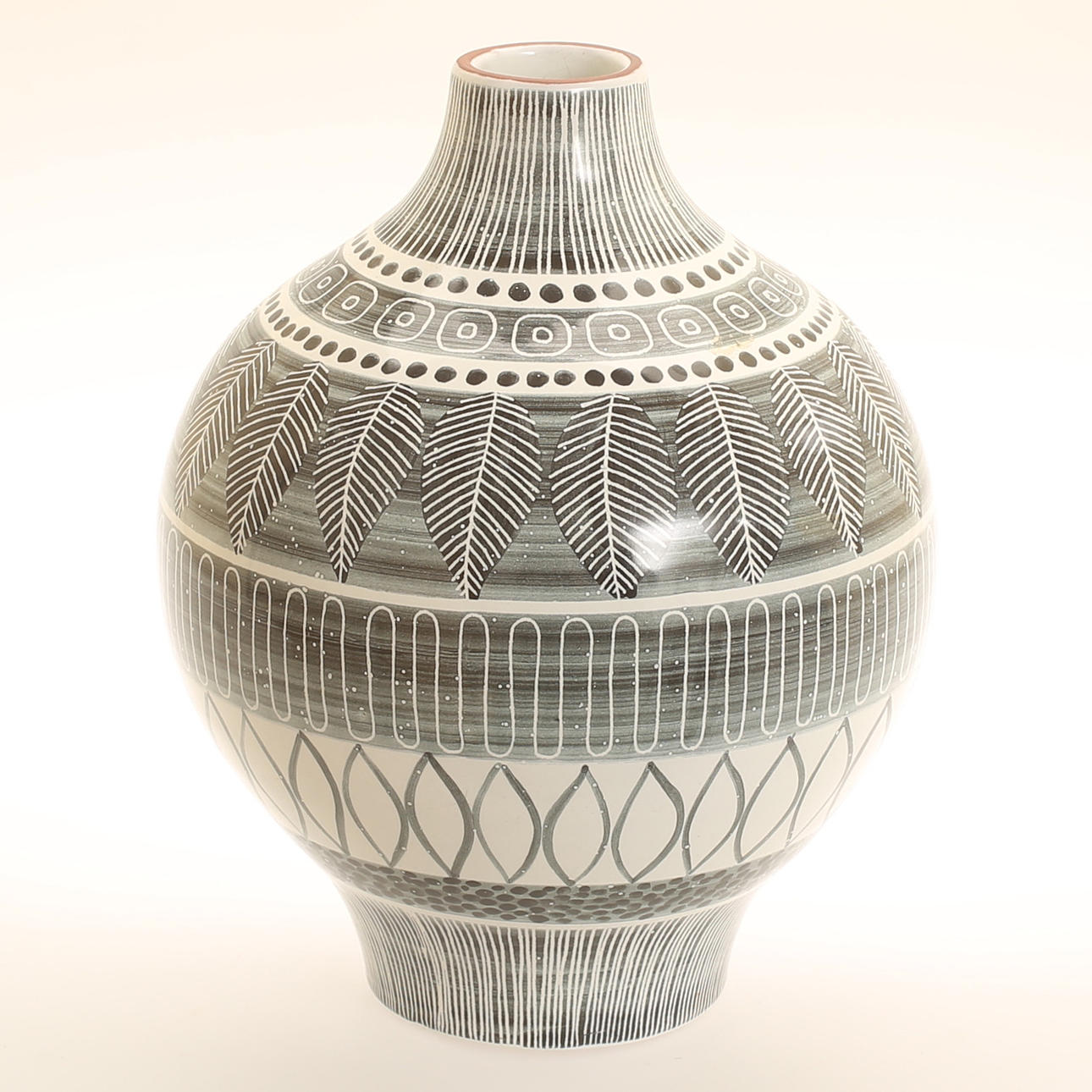 INGRID ATTERBERG. Vase, Steingut, "Grafika", Upsala Ekeby.