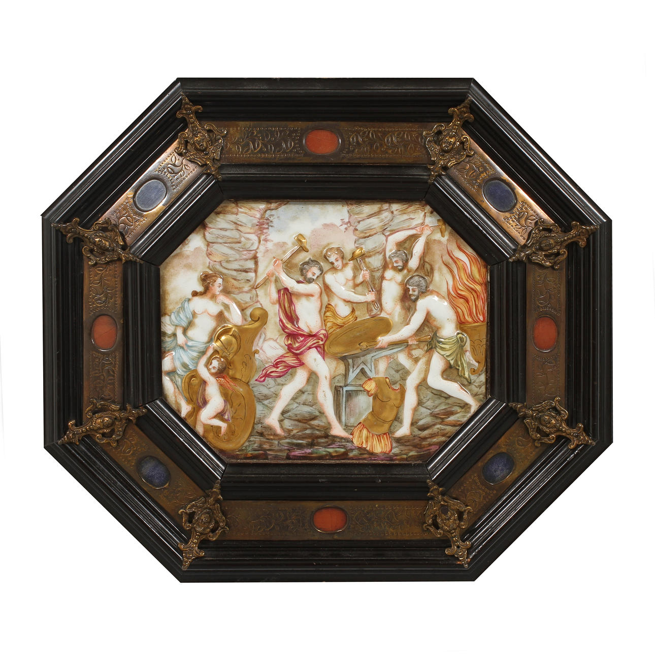 RELIEF, bemålat porslin. Capodimonte, Neapel, Italien.