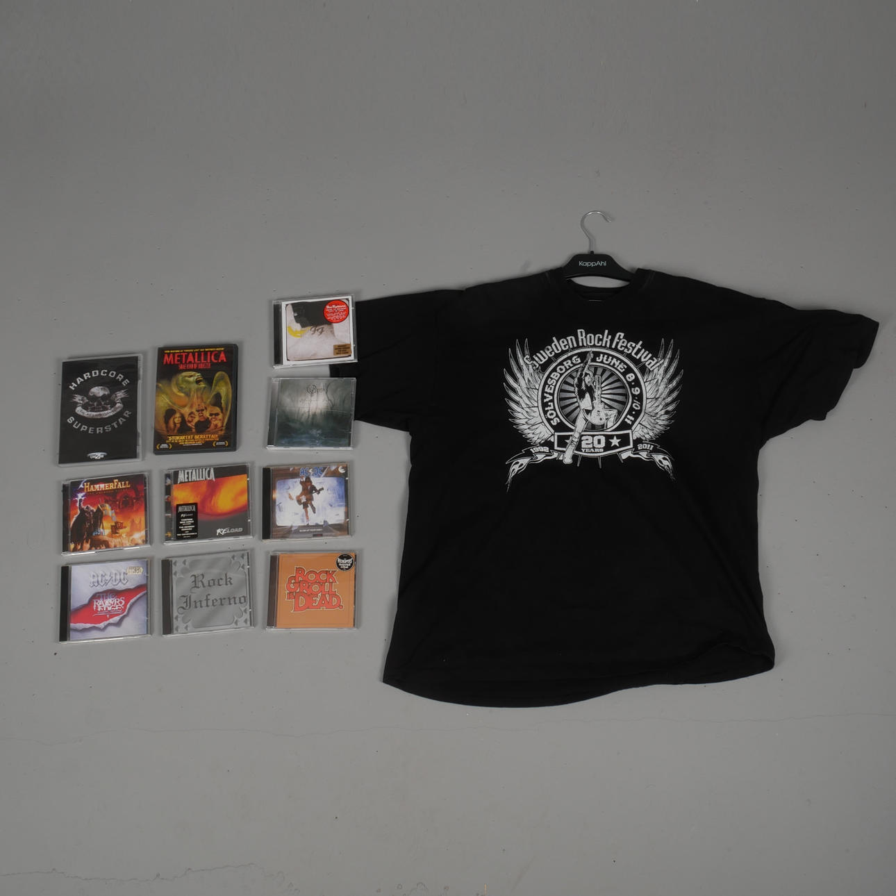 HÅRDROCK. CD och DVD-skivor, T-shirt.
