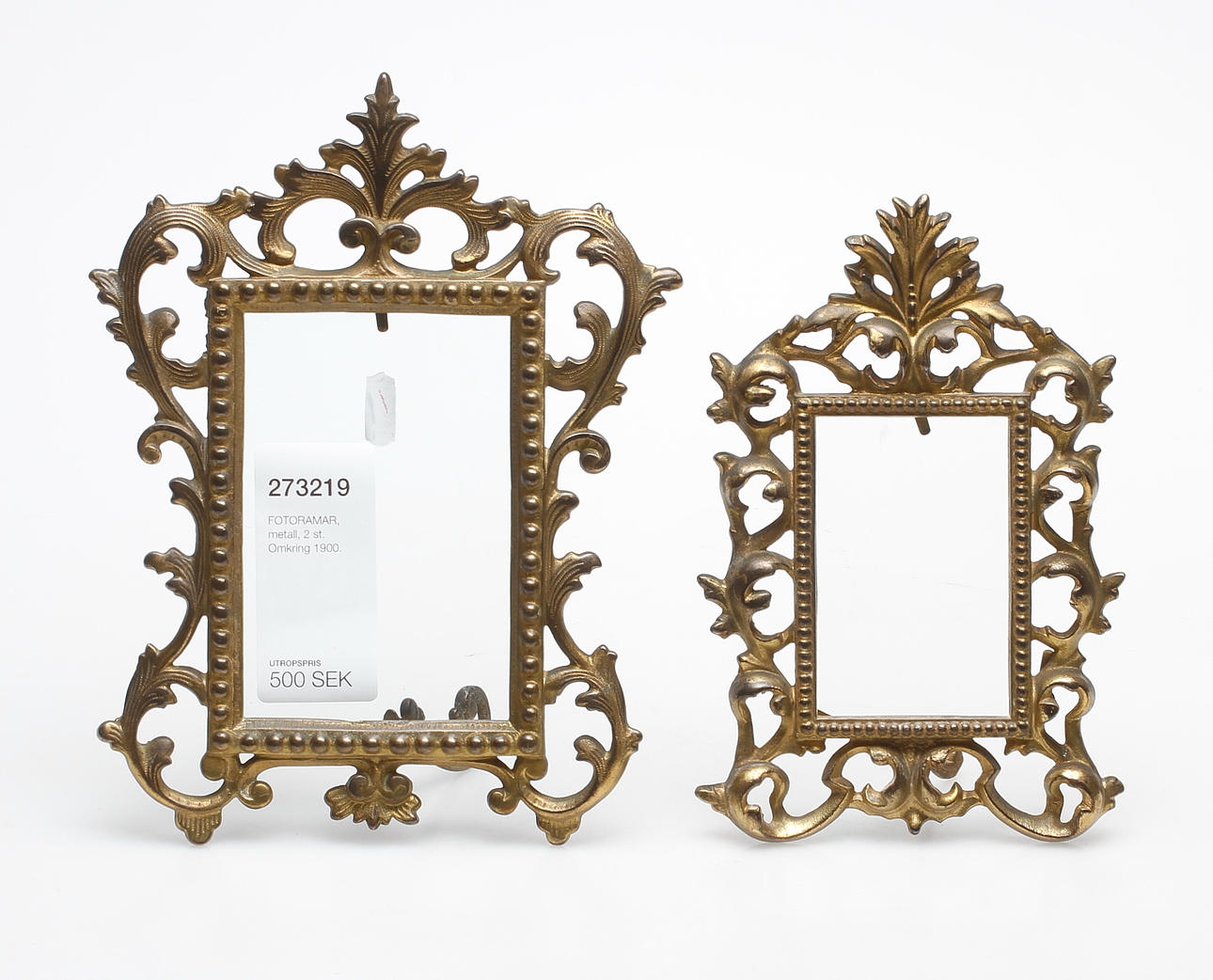 FOTORAMAR, metall, 2 st. Omkring 1900.
