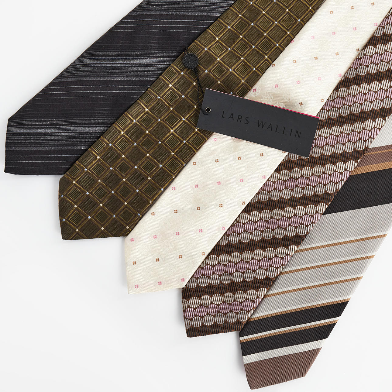LARS WALLIN. Ties, 5 pcs, silk, for Cavalier.