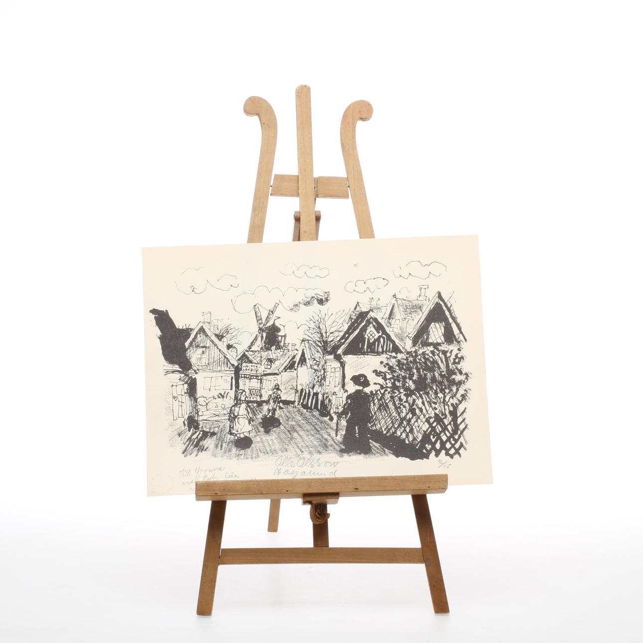 OLLE OLSSON HAGALUND. Stadsbild, litografi, signerad, dedikerad samt numrerad 2/15.