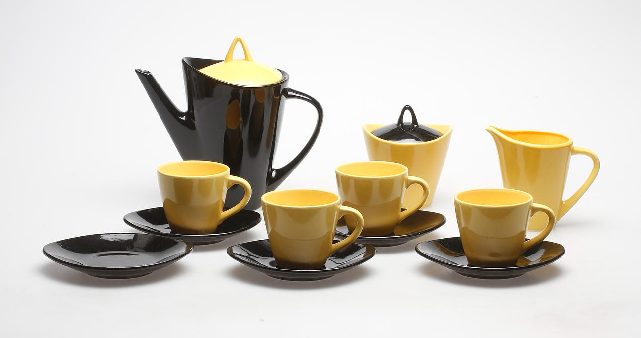 KAFFESERVIS, porslin, 7 delar, 1900-talets senare del.