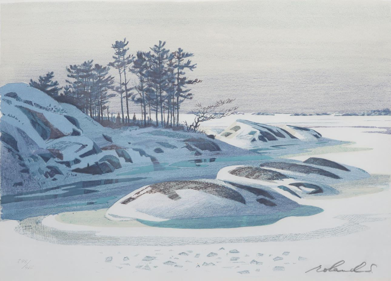 ROLAND SVENSSON. Winterlandschaft, Lithographie.