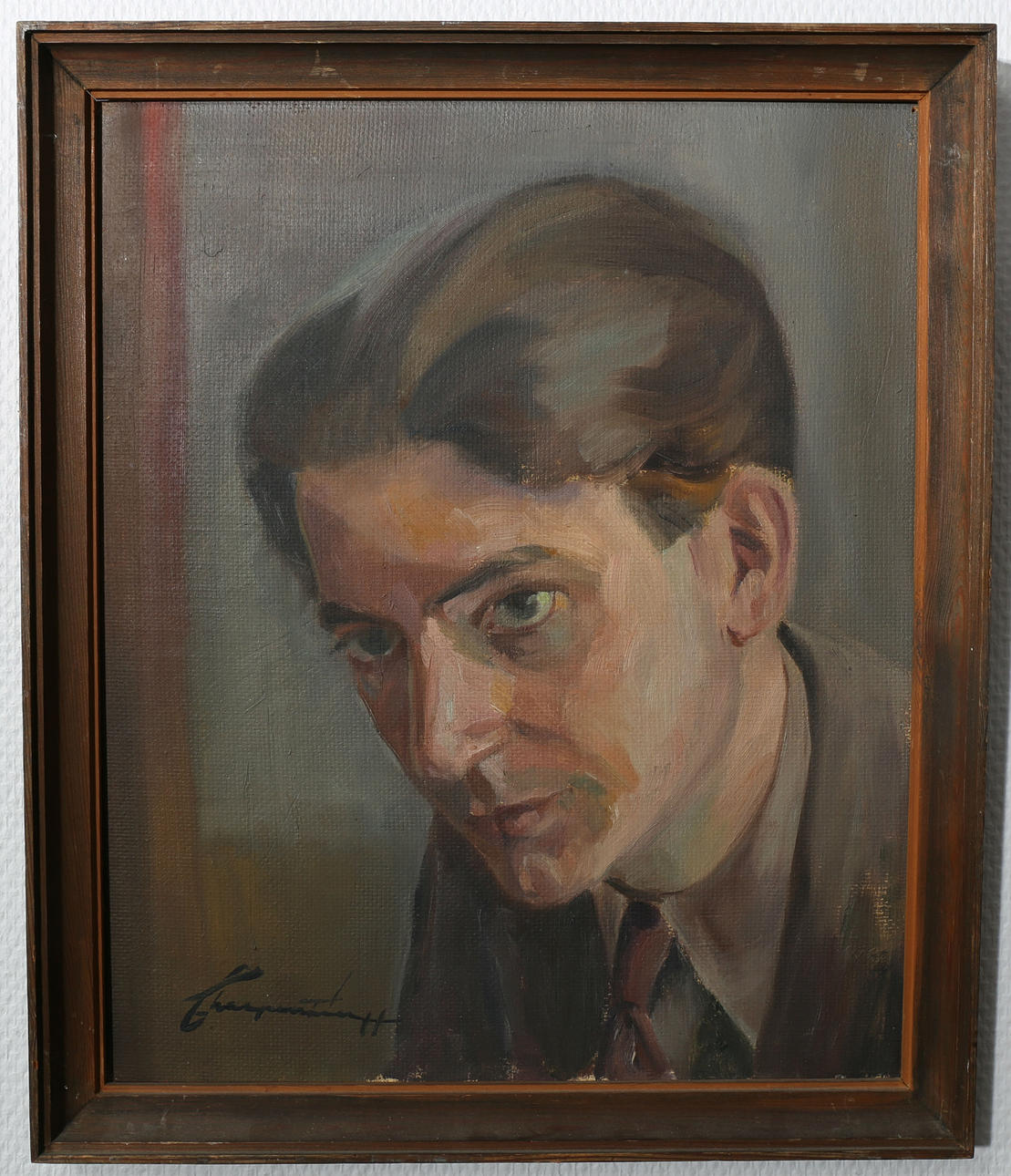 OIDENTIFIERAD KONSTNÄR. Olja på pannå, Porträtt, signerad, möjligen Ryssland.