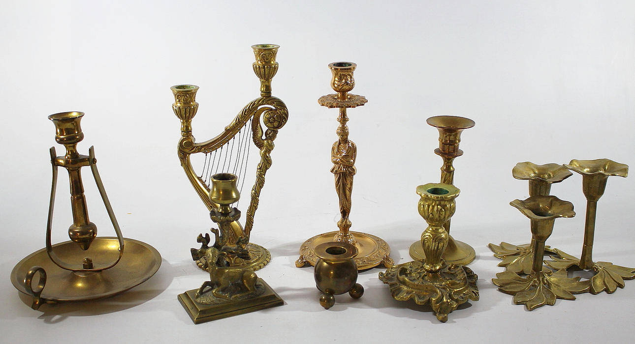 LJUSSTAKAR, 8 st, mässing och malm.