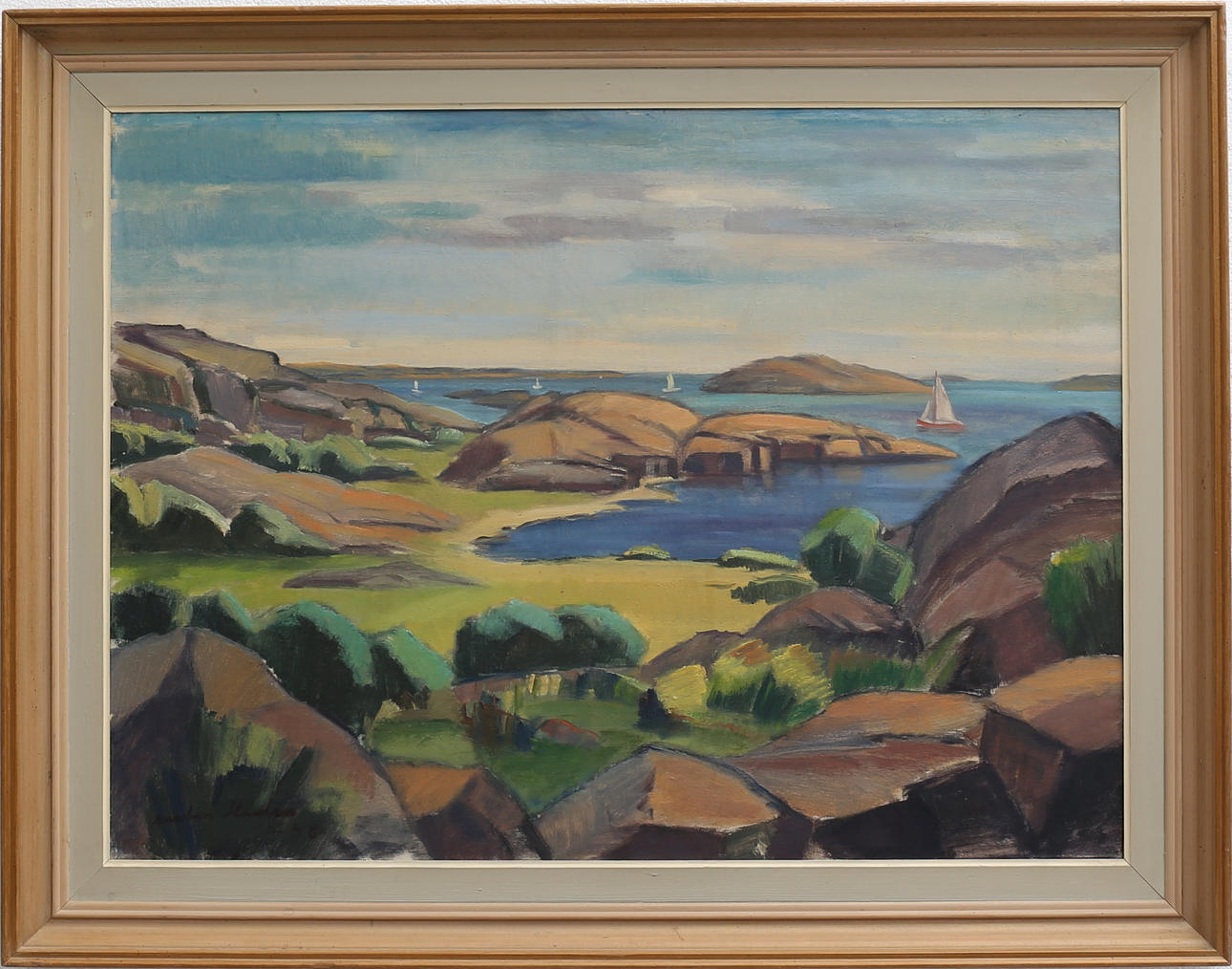 RUBEN HEDIN. Kustlandskap. Olja på duk, signerad.