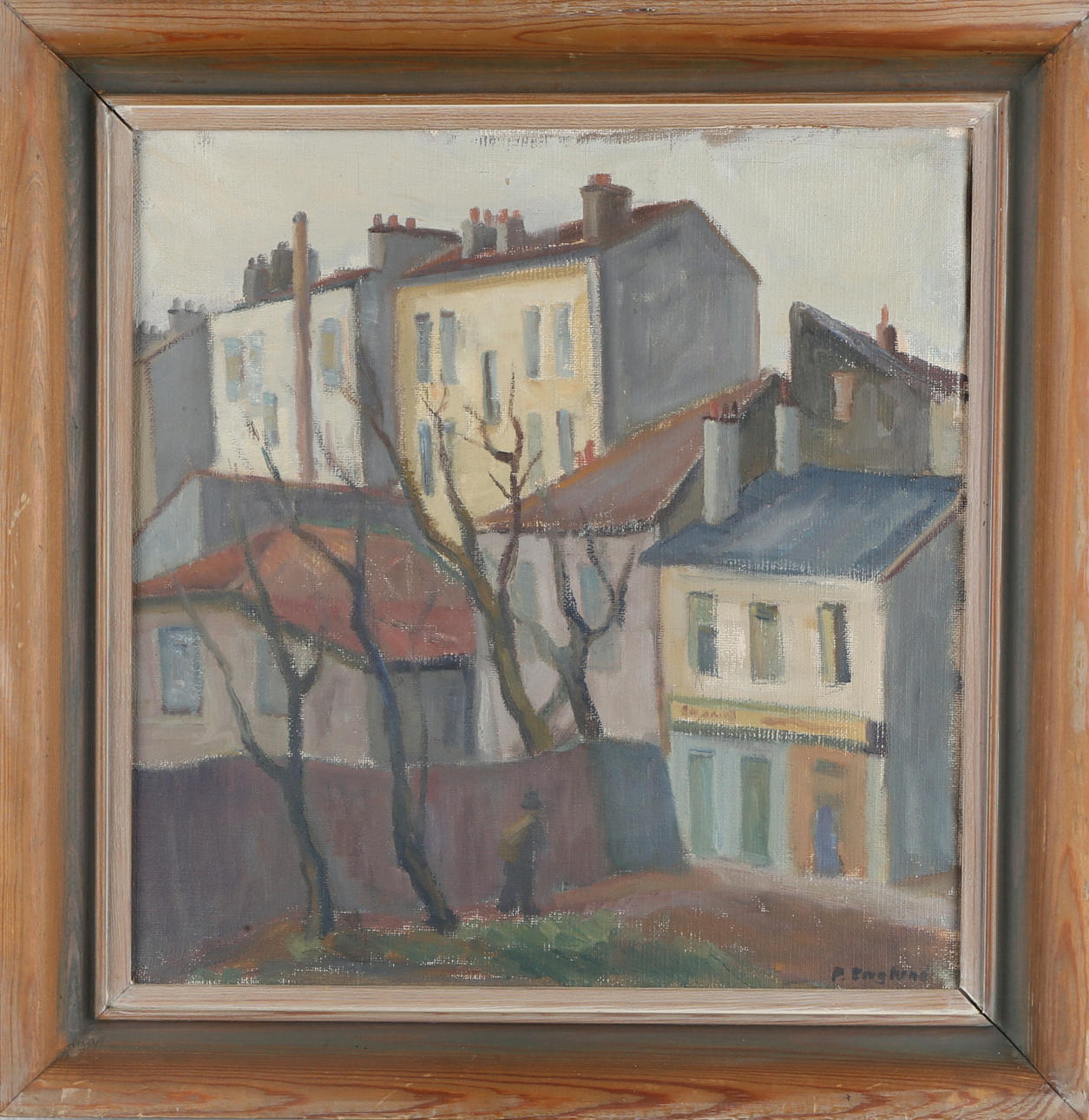 PER ENGLUND. Stadsbild, olja på duk, signerad P.Englund.