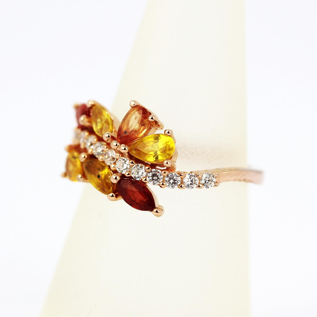 FANCY ORANGE & GUL SAFIR SILVERRING.