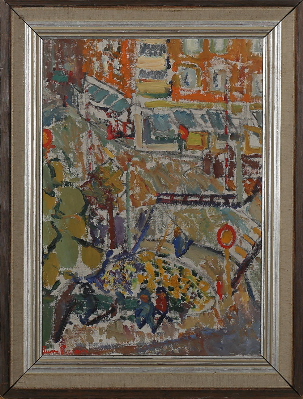 RUNE PERSSON. Torget, Sundbyberg, olja på duk, signerad.