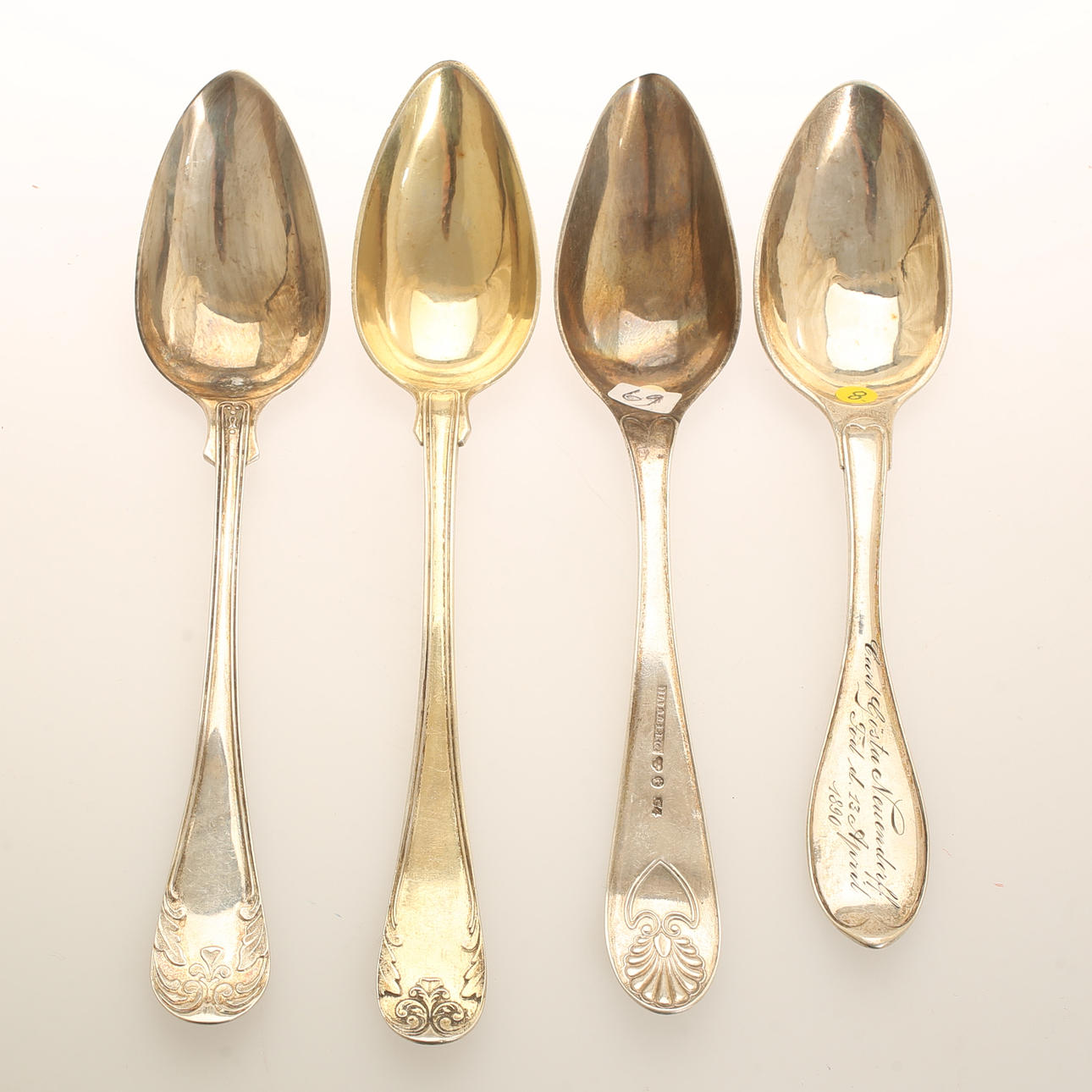 LÖFFEL, Silber, 4 Stück, 19. Jahrhundert.