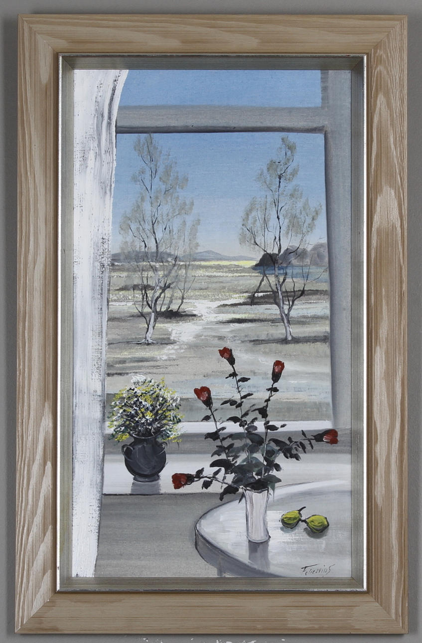 HANS BÖRJE FELLENIUS. Interiör med rosor. Olja på duk, signerad.