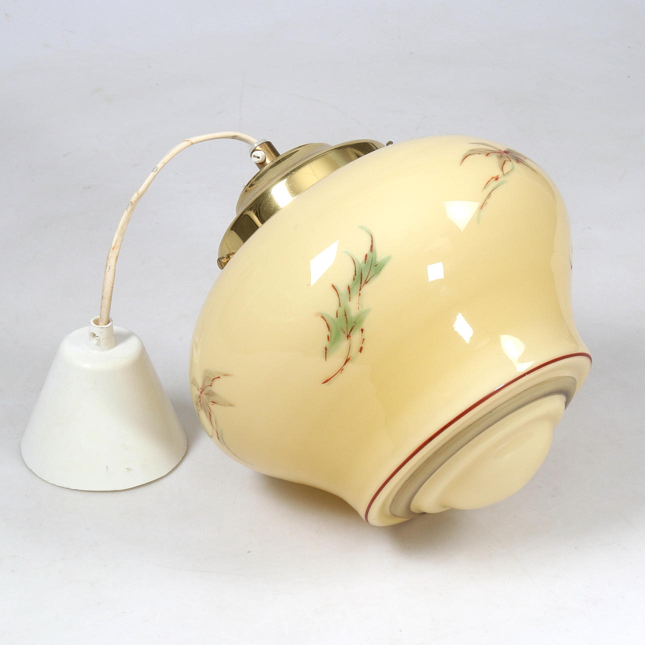CEILING LAMP, glass, yellow metal, functional 1940s.