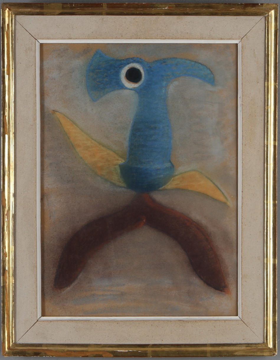 ERIC GRATE. "Blå Yxa", pastell, signerad.