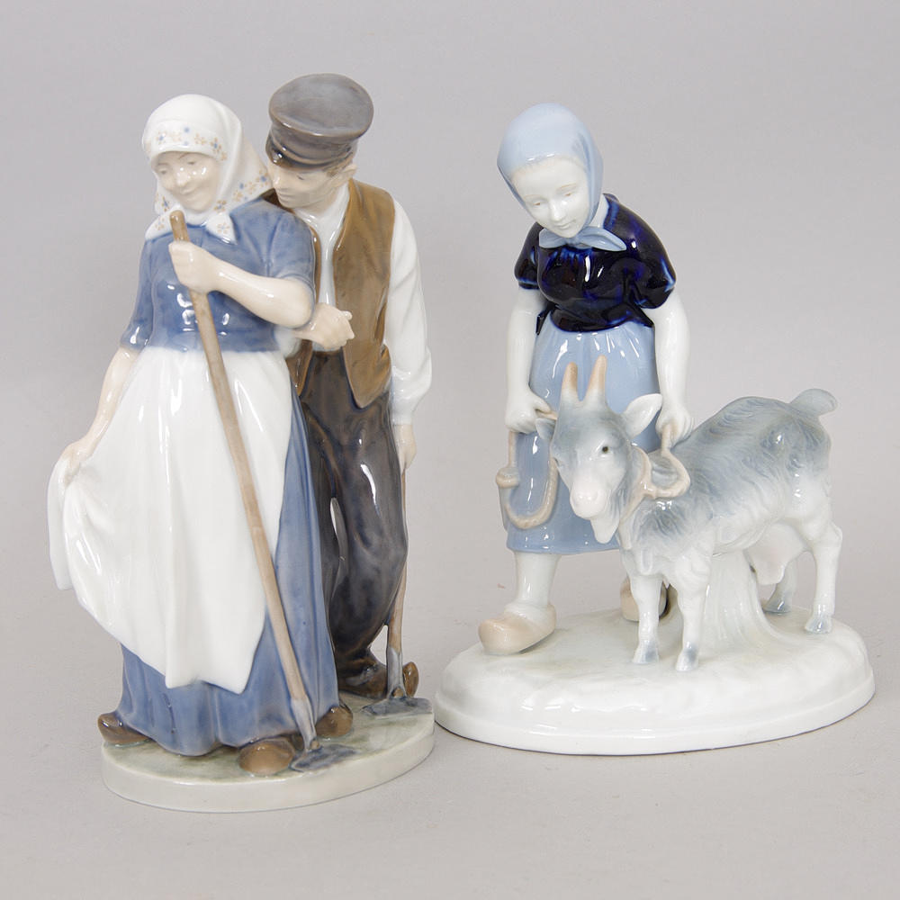 FIGURINER, 2 stycken, Royal Copenhagen samt Danish design.