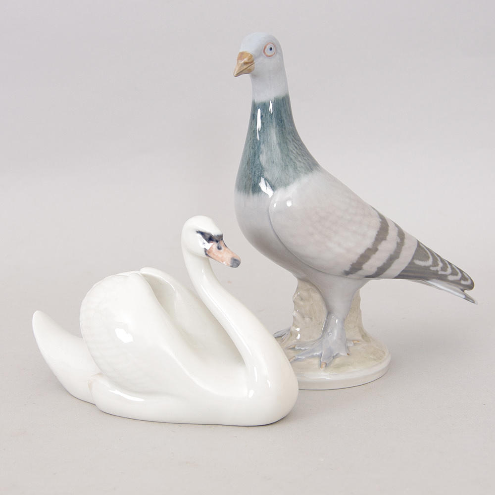 FIGURINER, 2 stycken, fåglar, Royal Copenhagen.