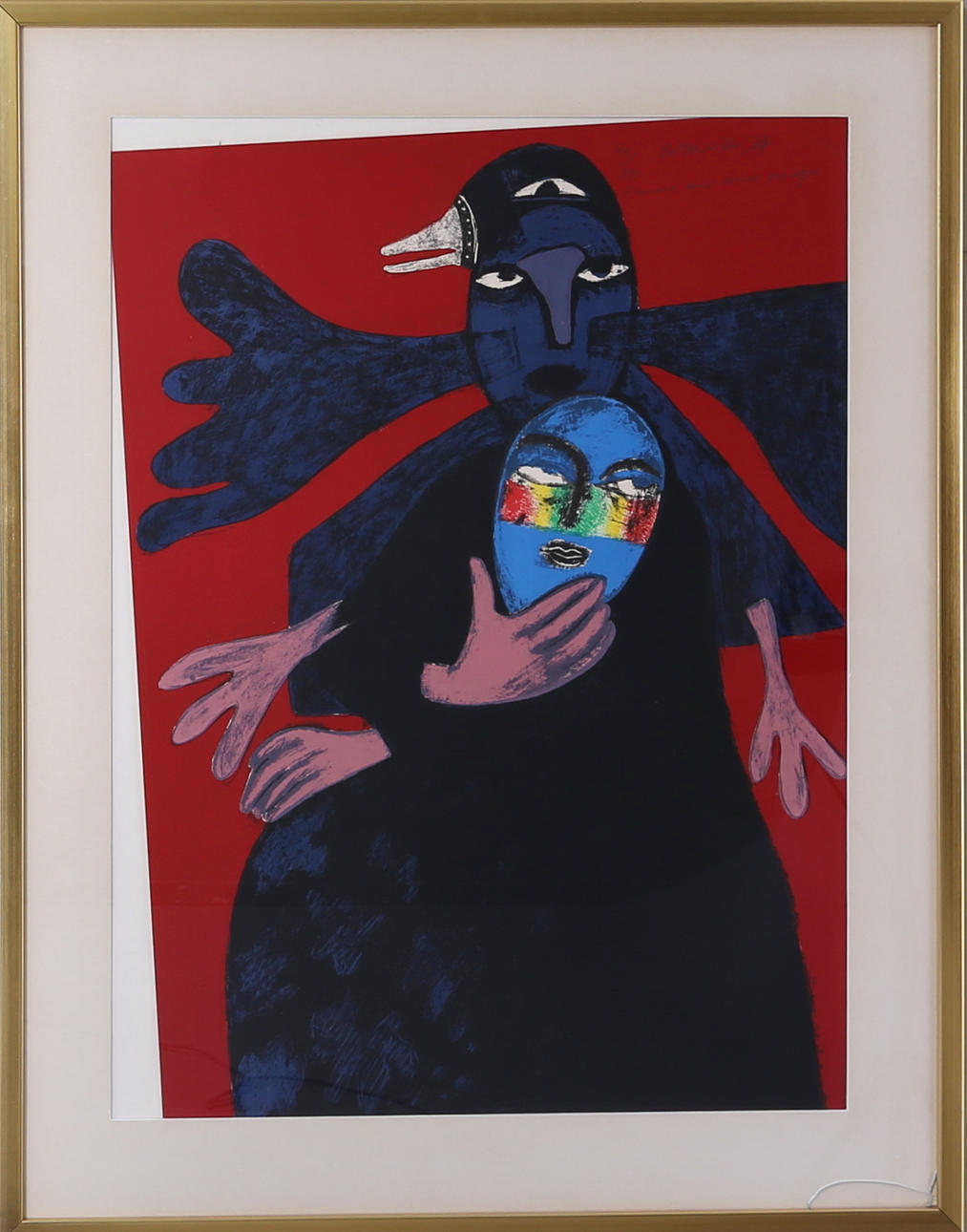 BEVERLOO CORNEILLE. "Femme aux deux visages", färglitografi, signerad, daterad och numrerad -74, 43/100.