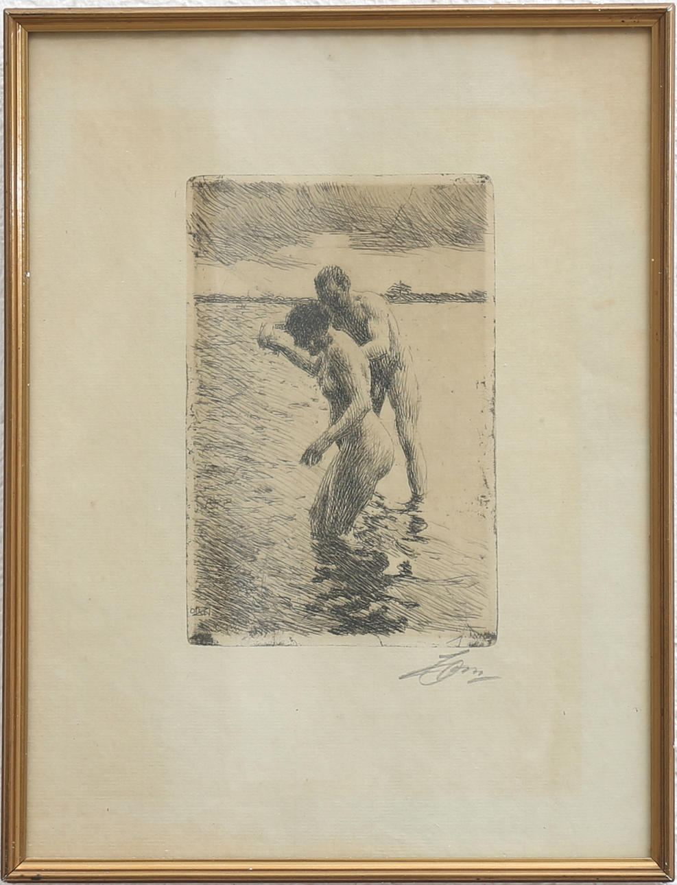 ANDERS ZORN. "Pilot", etching, signed in sheet metal and with pencil, 1919.