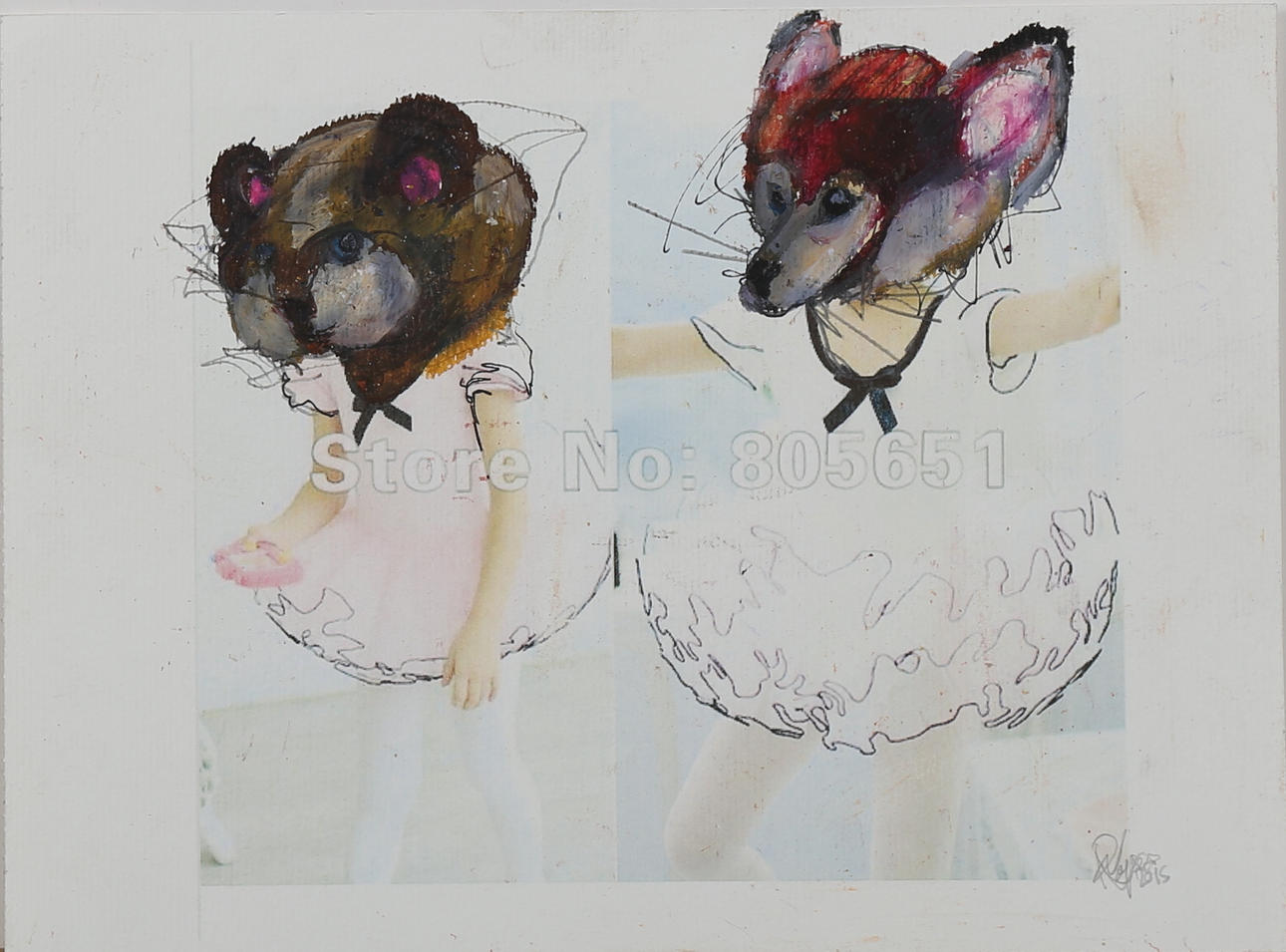 ROBERTO LÓPEZ. "Ninos- peluche 3" blandteknik på papp, signerad samt daterad 2015.