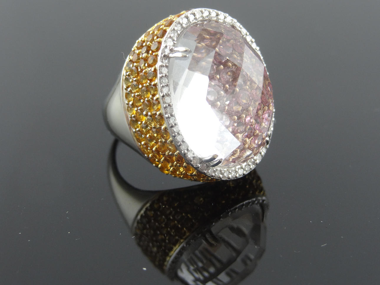 MODE UNIK Topaz/safir diamantring 17.5cts.