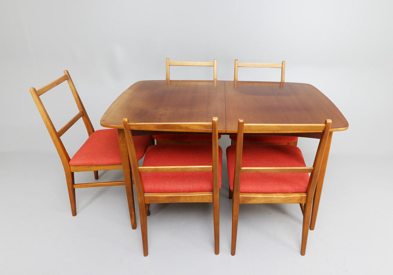 MATSALSMÖBEL, 6 delar, teak, 1950-tal.