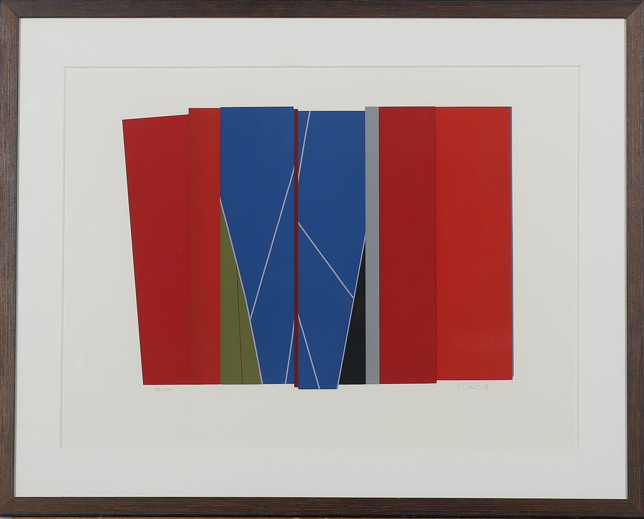 ILKKA PÄRNI. Komposition, serigrafi, signerad J Pärvi och daterad -96 samt numrerad 56/300.