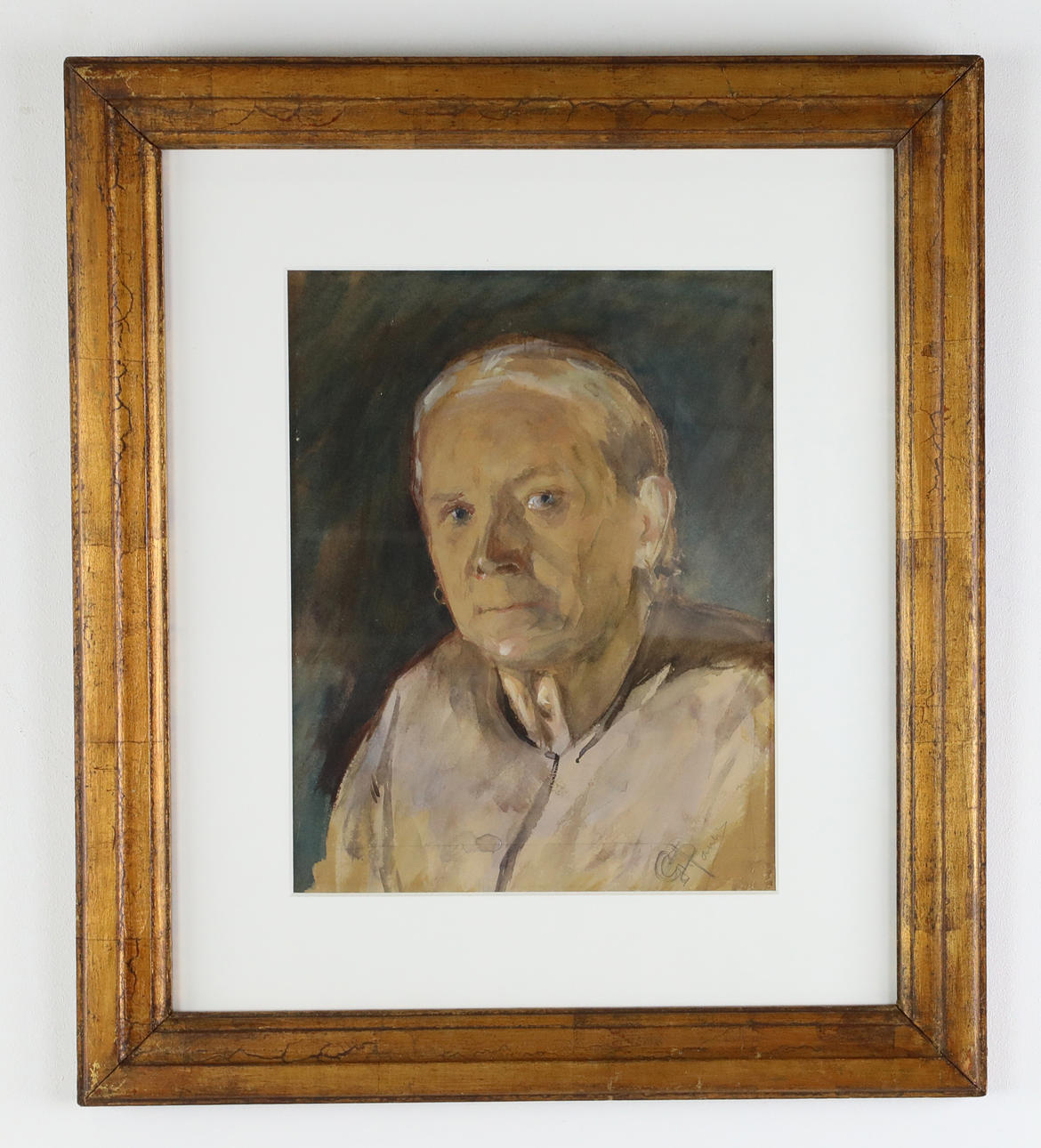 GEORGE PAULI. Watercolor, portrait, signed.