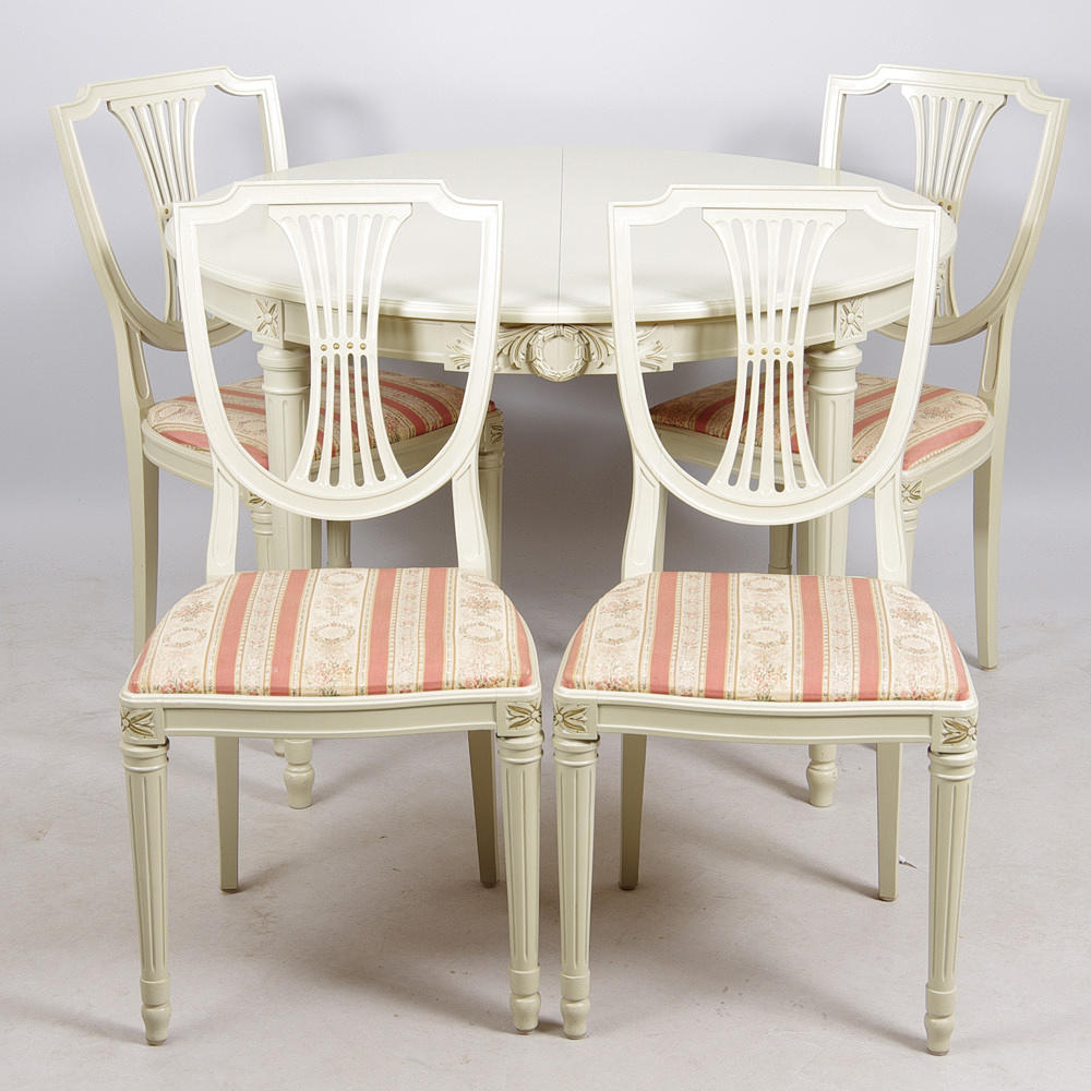 MATSALSGRUPP, gråmålad, gustaviansk stil, 1900-tal.