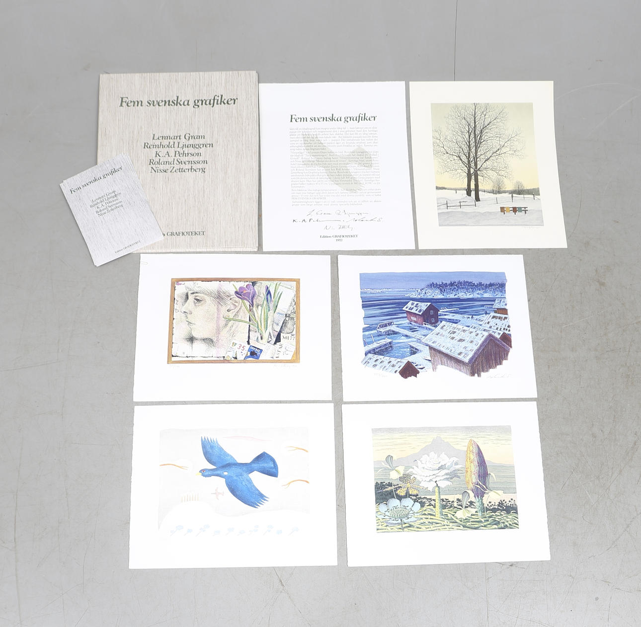 PORTFOLIO, "Fem svenska grafiker", 5 litografier, signerade och numrerade 353/360.