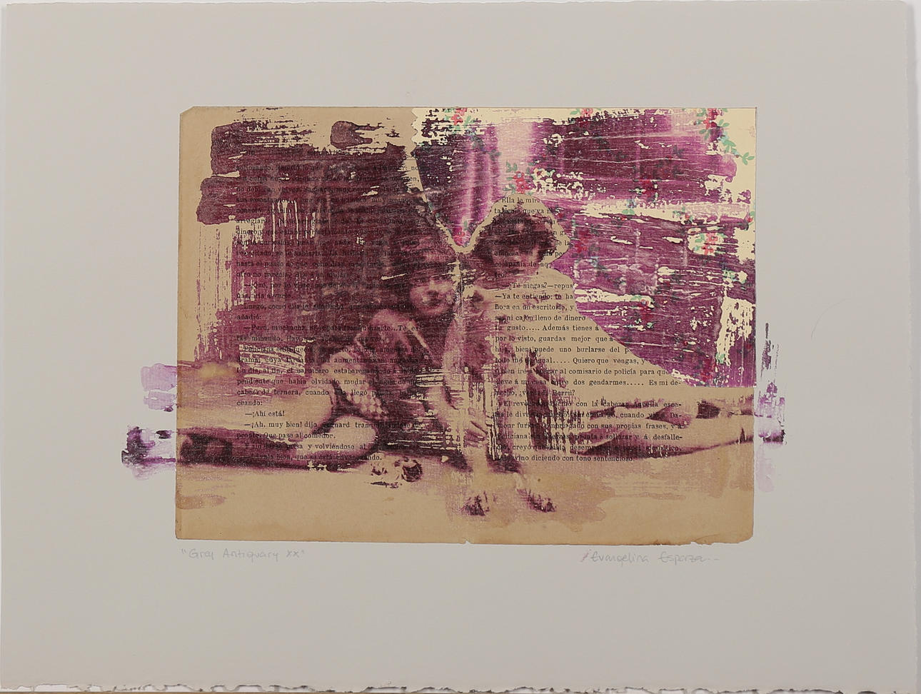 EVANGELINA ESPARZA. "Gray Antiquary XX" blandteknik på papp, signerad.