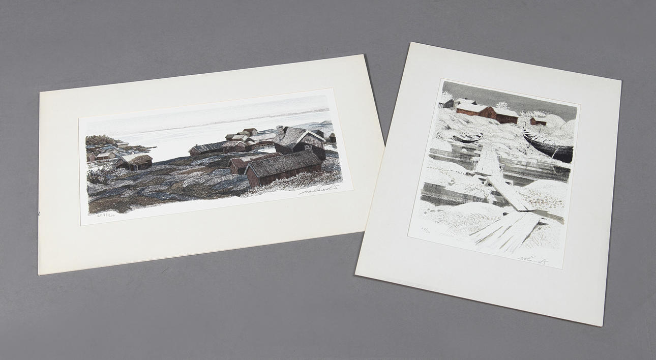 ROLAND SVENSSON. Färglitografier. 2st, kustbilder, signerade och numrerade.