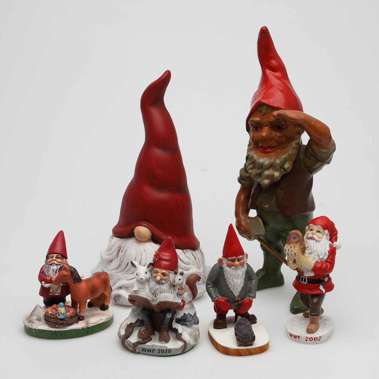 FIGURINER, parti tomtar, 6 stycken, keramik.