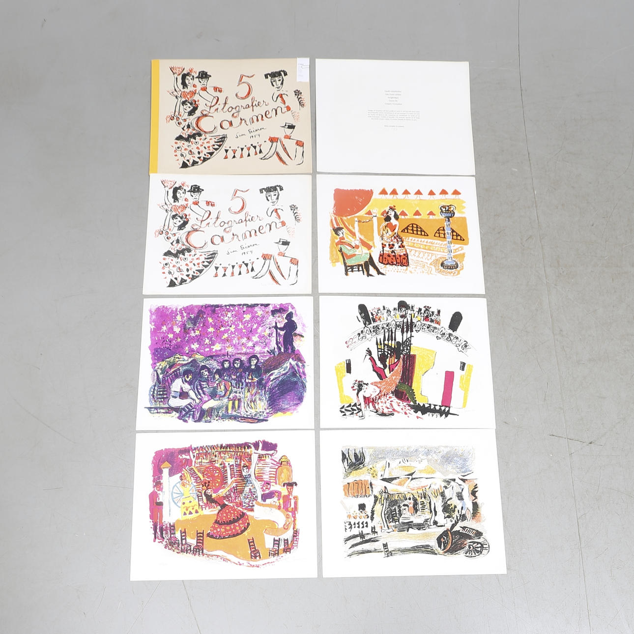 SVEN X:ET ERIXSON. "Carmen". Mapp med 5 färglitografier, signerade och numrerade 193/250.