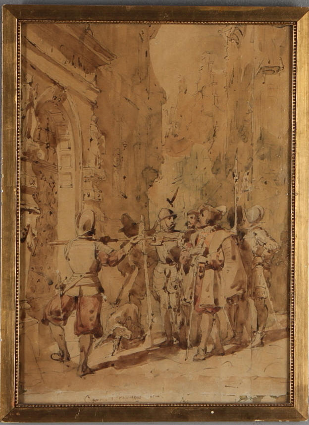 FREDRIK WILHELM SCHOLANDER. TILLSKRIVEN. Gustav Wasa, akvarell.