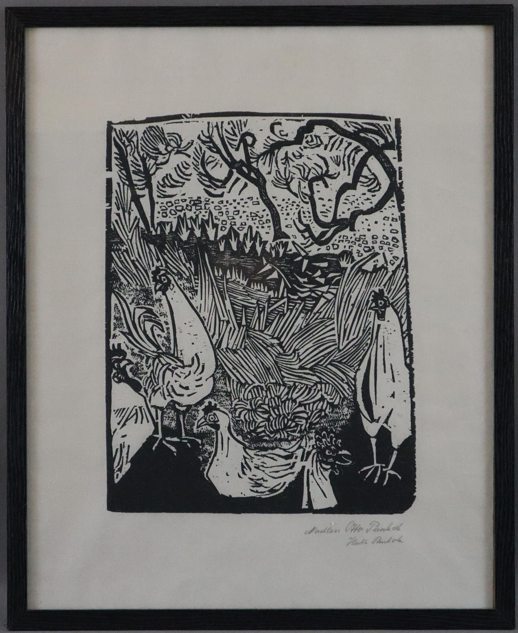- PANKOK, OTTO. - "Hühner", 1966, Holzschnitt.